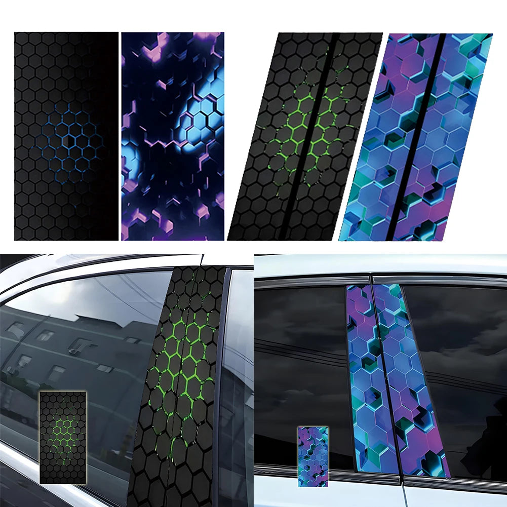 1PC For Honeycomb Car B-pillar Waterproof Decal DIY Door Pillar Sticker Car Door Post Sticker DIY Decor Center Pillar Sticker