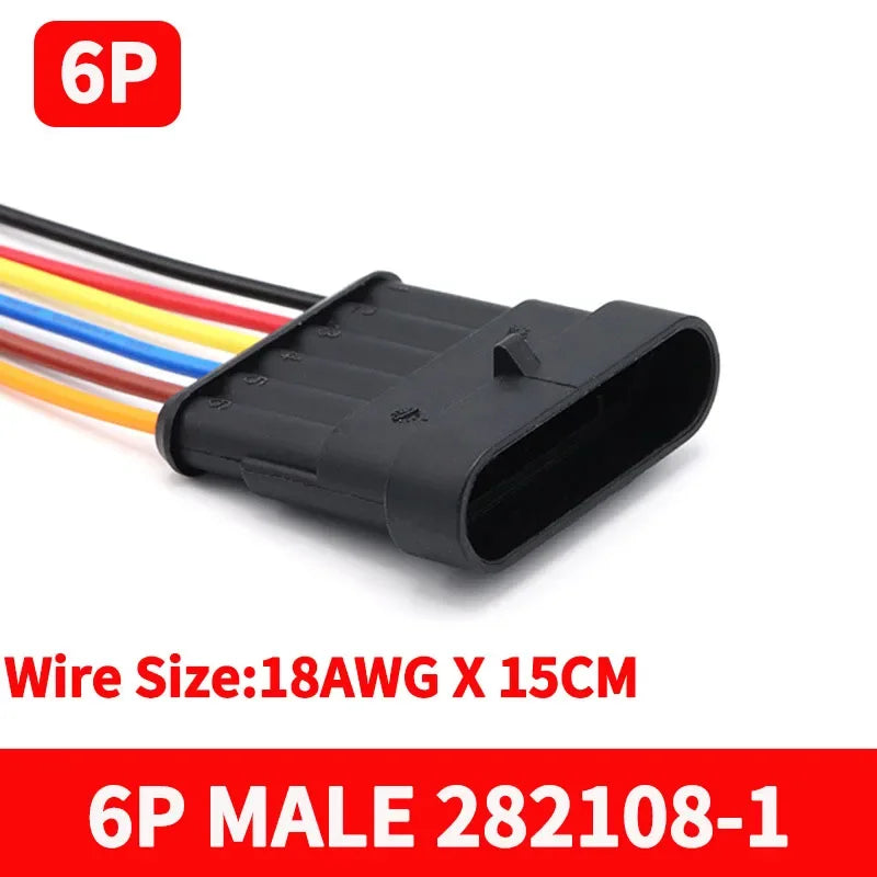 5/20/100Sets AMP Type 1.5 Series Automotive Waterproof Connector Plug Socket HID Male&Female 15CM Wire Harness 1P/2P/3P/4P/5P/6P