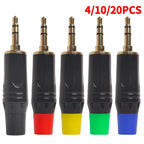 Gold-Plated 3.5mm Stereo Audio Plug Connector, DIY Soldering Jack for Headphone, Microphone, Speaker, AUX Cable Repair