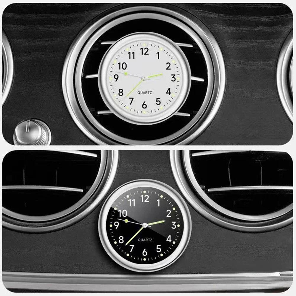 Luminous Quartz Analog Car Dashboard Clock - Stick-On, Decorative, Time-Telling, Easy-to-Read, Night-Vision Compact Amagi