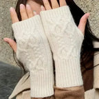 Winter Half Finger Gloves Knitted Fingerless Mittens Warm Cuff With Thumb Hole Stretchy Short Hand Warmer For Men Women Amagi