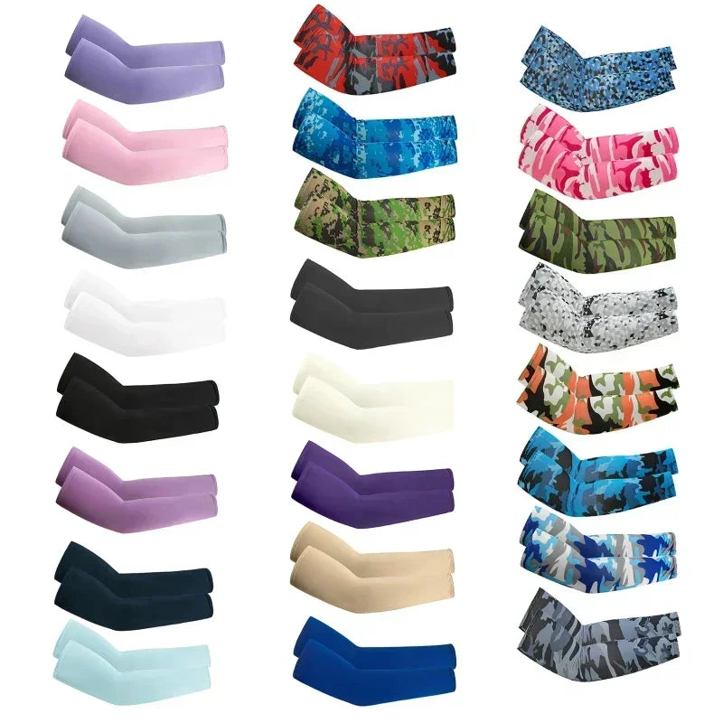 Camouflage Ice Silk Sleeve Cover Men Women Sun Protection Windproof Arm Sleeves Oversleeve for Outdoor Fishing camping Cycling