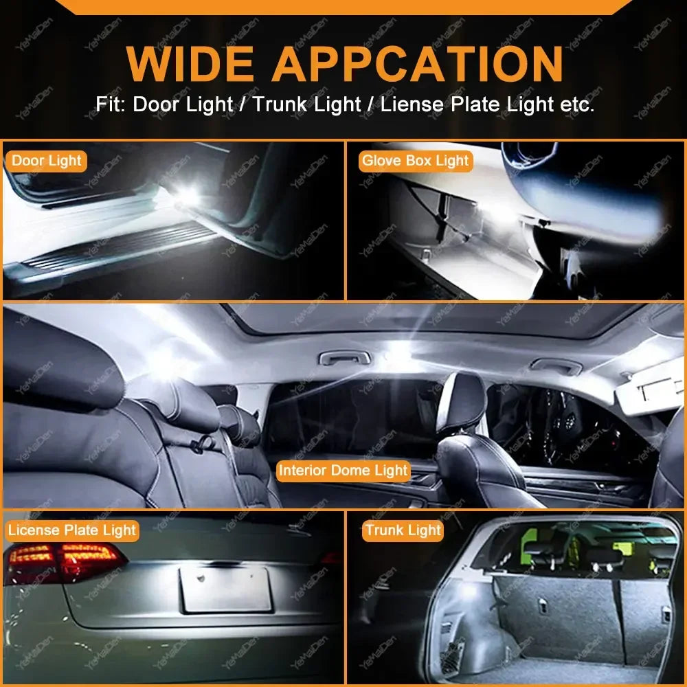 2/10/20 PCS Flash Strobe T10 W5W LED Bulb12V 2835-5SMD 6500K White Car Interior Dome Map Trunk License Plate Wedge Side Lights