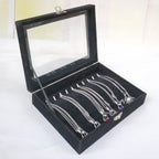 Black Jewelry Box Display Case for Rings Bracelets Earrings Necklaces with Lid Dustproof Glass Grid Storage Organizer Amagi