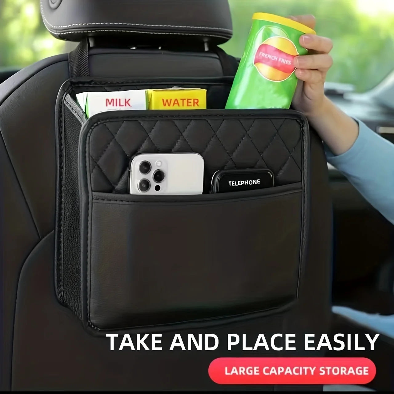 2/1pcs Multifunction Car Seat Hanging PU Leather Storage Bag Organizer Rear Seat Hanging Pouch Tissue Box Trash Dustb Accessorie
