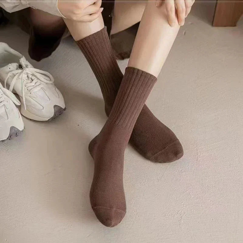 Autumn Winter Thicken Warm Wool Cashmere Thermal Long Crew Stockings Women Home Sleeping Solid Color Women Hot Tubing Socks Amag