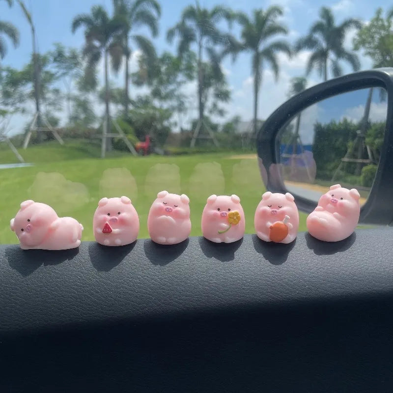 Car Mini Pig Ornaments Auto Center Console DIY Decoration Pendant Cartoon Resin Piglet Home Figurines Miniatures Desktop Decor
