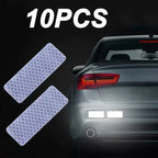 10pcs/set Car Bumper Reflective Safety Strip Stickers Car Reflective Sticker Reflective Warning Safety Tape Stickers Decals