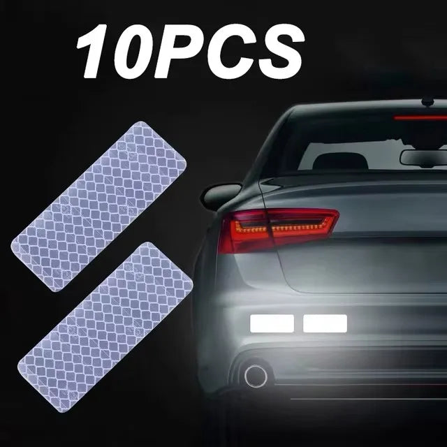 10pcs/set Car Bumper Reflective Safety Strip Stickers Car Reflective Sticker Reflective Warning Safety Tape Stickers Decals