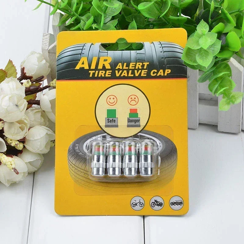 4/2pcs Car Tire Pressure Guage Valve Cap Sensor Indicator Alert Monitoring Tool Motorcycle Tyre Cap Indicator Air Pressure Gauge