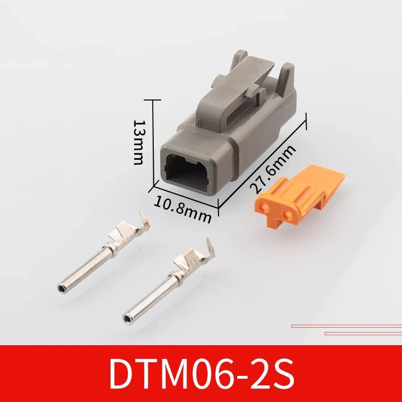 Automotive connector Dechi plug-in DTM06-2S male and female mating heavy truck wiring harness waterproof plug DTM04-2P