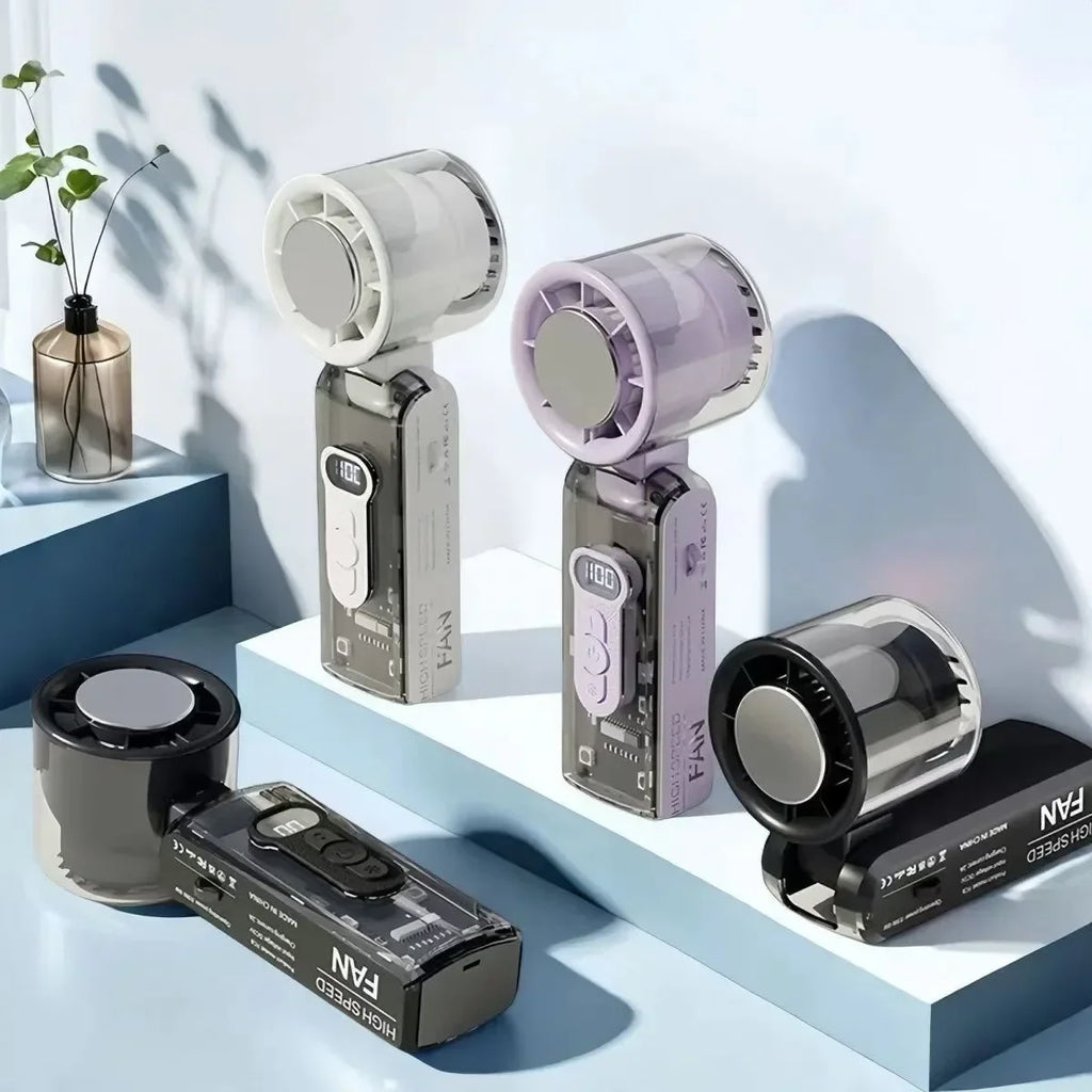 High Speed Folding Refrigeration Fan, Digital Display Mini Portable USB Charging Fan, High Wind Power Handheld Fan Amagi
