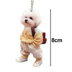 Kawaii Puppy Dog Car Pendant Acrylic Cute Cartoon Teddy Dog Car Interior Decoration for Backpack Keychain Home Hanging Pendant