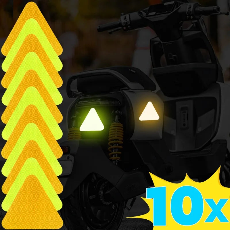 Car Reflective Stickers Night Light Safety and Warning Triangle Reflector Rear Light Sign Strips Exterior Decoration Accessories