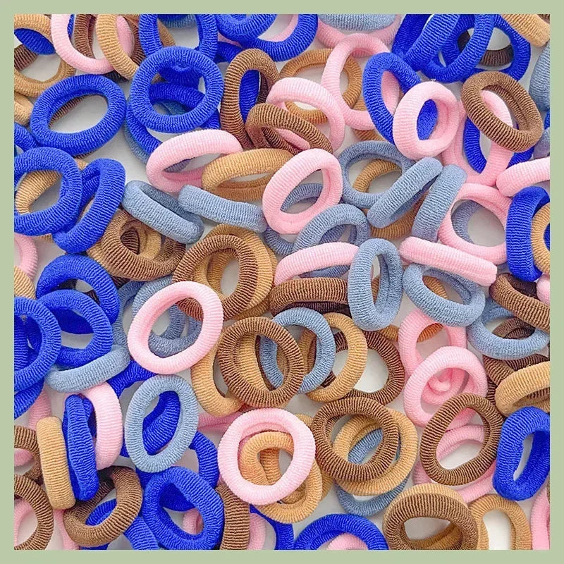 100/300PCS Colorful Basic Nylon Ealstic Hair Ties for Girls Children Ponytail Hold Scrunchie Rubber Band Kids Basic Hair Amagi