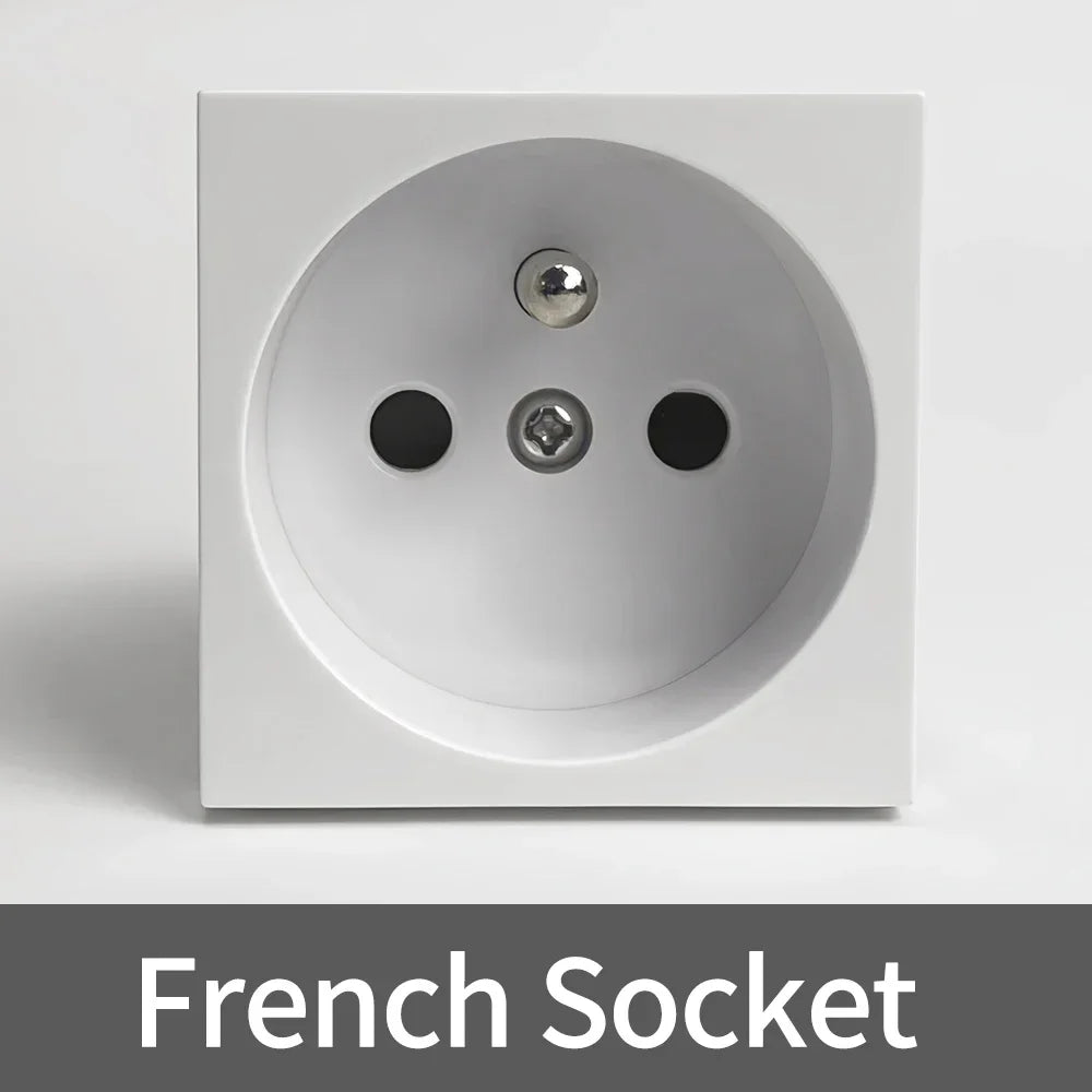Fireproof 13A Wall Outlet 8mm Stainless Steel UK/EU/US/FR Universal Power Socket Single/Double Gang DIY