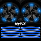 10pcs Car Wheel Hub Reflective Sticker Decorative Strips For Volkswagen Golf 4 5 7 6 Chevrolet Cruze Honda Civic Accord 2023