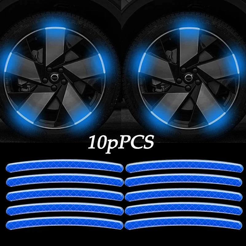10pcs Car Wheel Hub Reflective Sticker Decorative Strips For Volkswagen Golf 4 5 7 6 Chevrolet Cruze Honda Civic Accord 2023