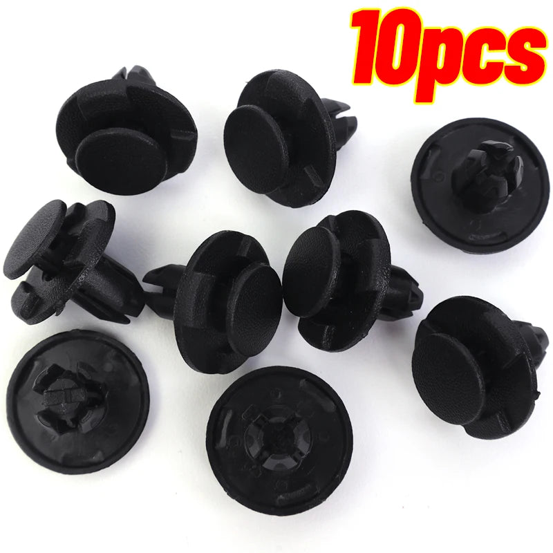 50/10pcs Diameter 8mm Black Plastic Auto Fasteners Rivets Clips Vehicle Car Bumper Door Panel Fender Liner Clips Retainer