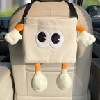 Car Trash Can Tissue Box Cartoon 2-in-1 Car Umbrella Storage Bin Auto Seat Back Hanging Storage Bag Backseat Cup Holder