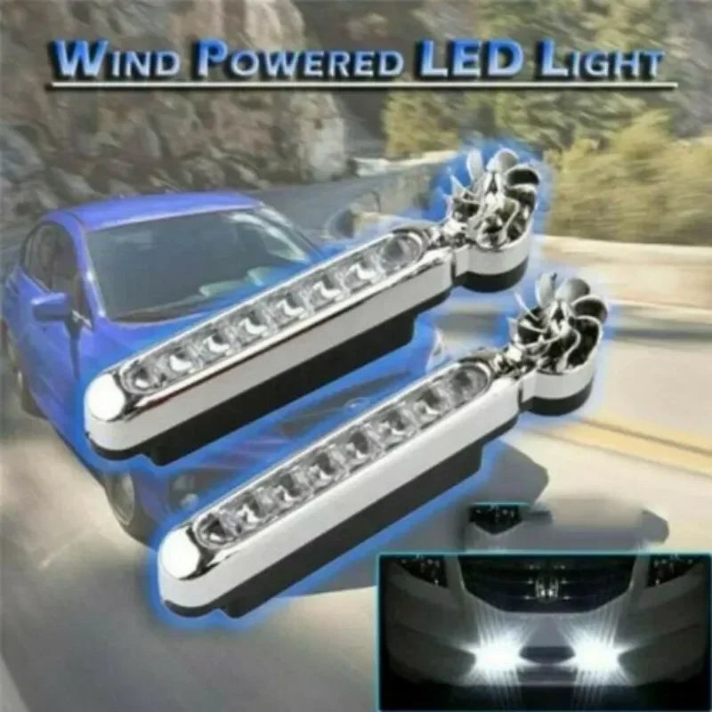 Wind Powered Car LED 8 LED DRL Daylight Running Light Auxiliary Lighting Rotation Fan Lamp Automobile Day Time Headlight Amagi