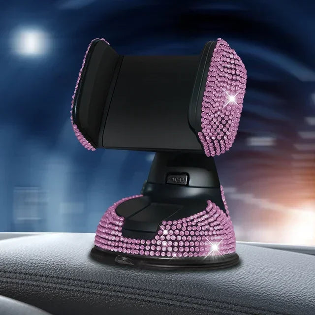 Elegant Rhinestone Car Phone Holder Universal Rotatable Secure Perfect for Easy Navigation and Style Interior Woman Accessories