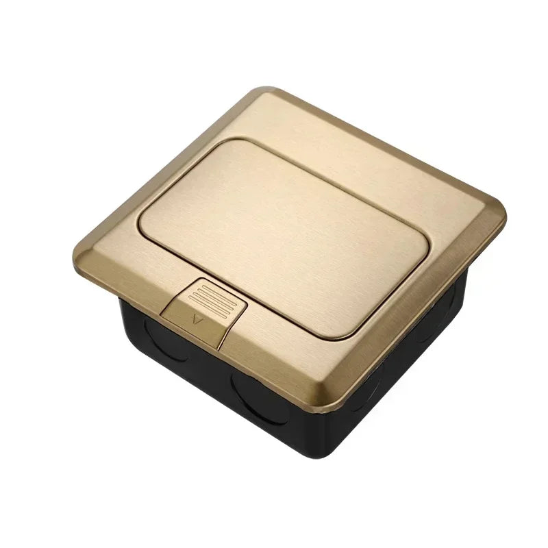 Floor Electrical Outlet Pop Up Kitchen Countertop Waterproof Sockets Pop Out Receptacle Stainless Steel Box Golden Cover 15A