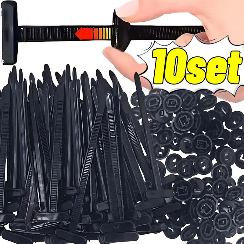 500/10set Universal Nylon Cable Tie Buckle Auto Fastener Screw Replacement Clip Car Fender Trunk Engine Guard Panel Wire Clips