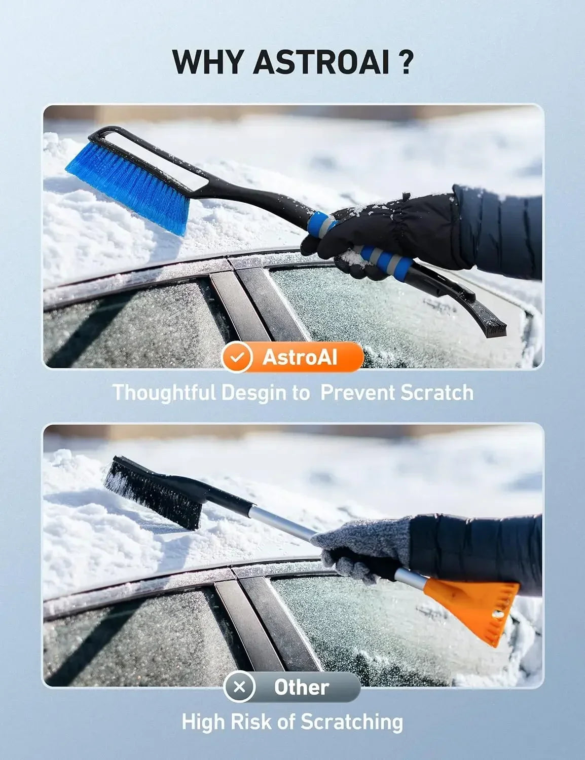 Snow Brush with Wider Ice Scraper Snow Removal Tool Car Brush with Ergonomic Comfortable Foam Grip for Cars Amagi