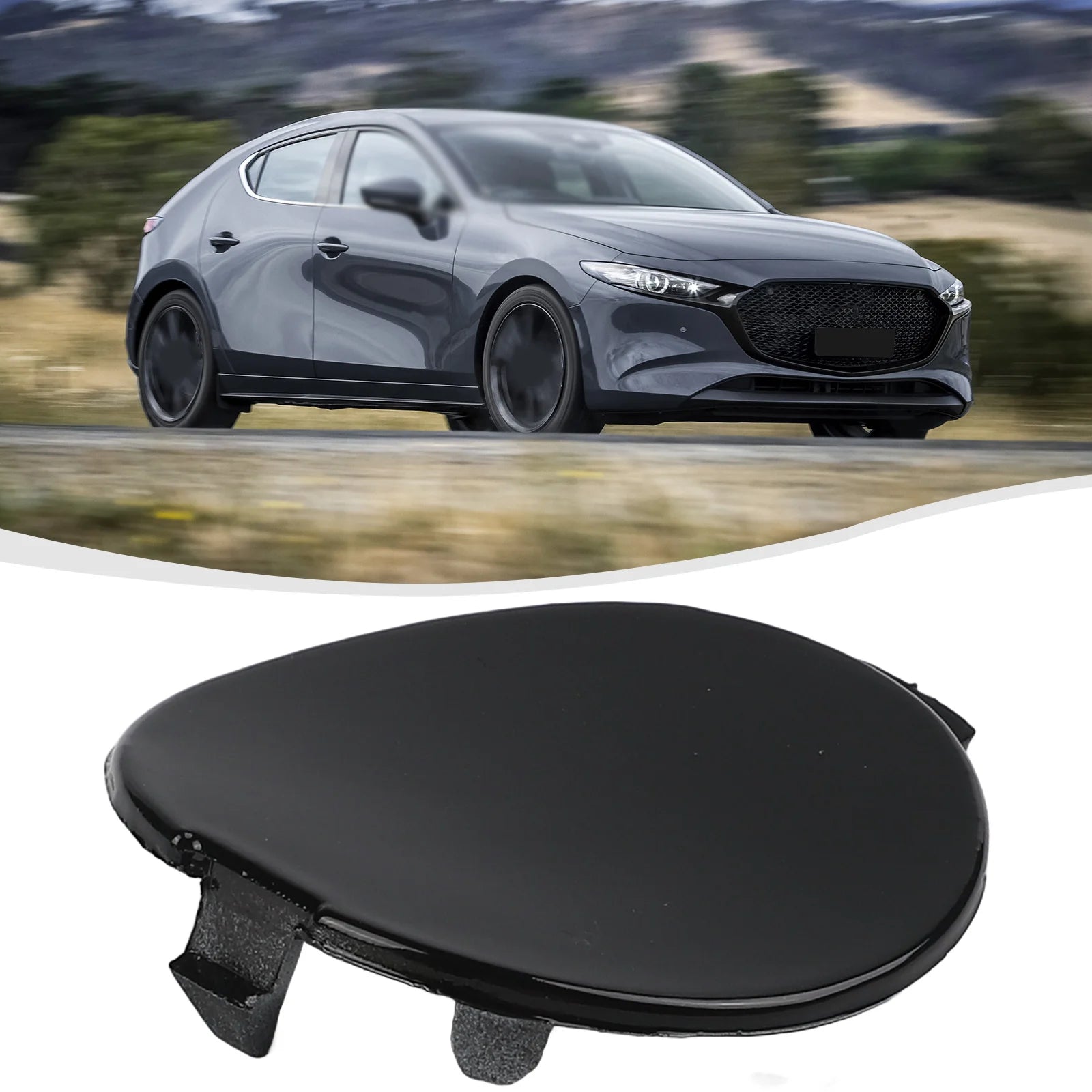 1pcs Rear Right / Left Bumper Tow Eye Cover For MAZDA 3 For Hatchback 2019-2023 Replacement Rear Bumper Trailer Cover