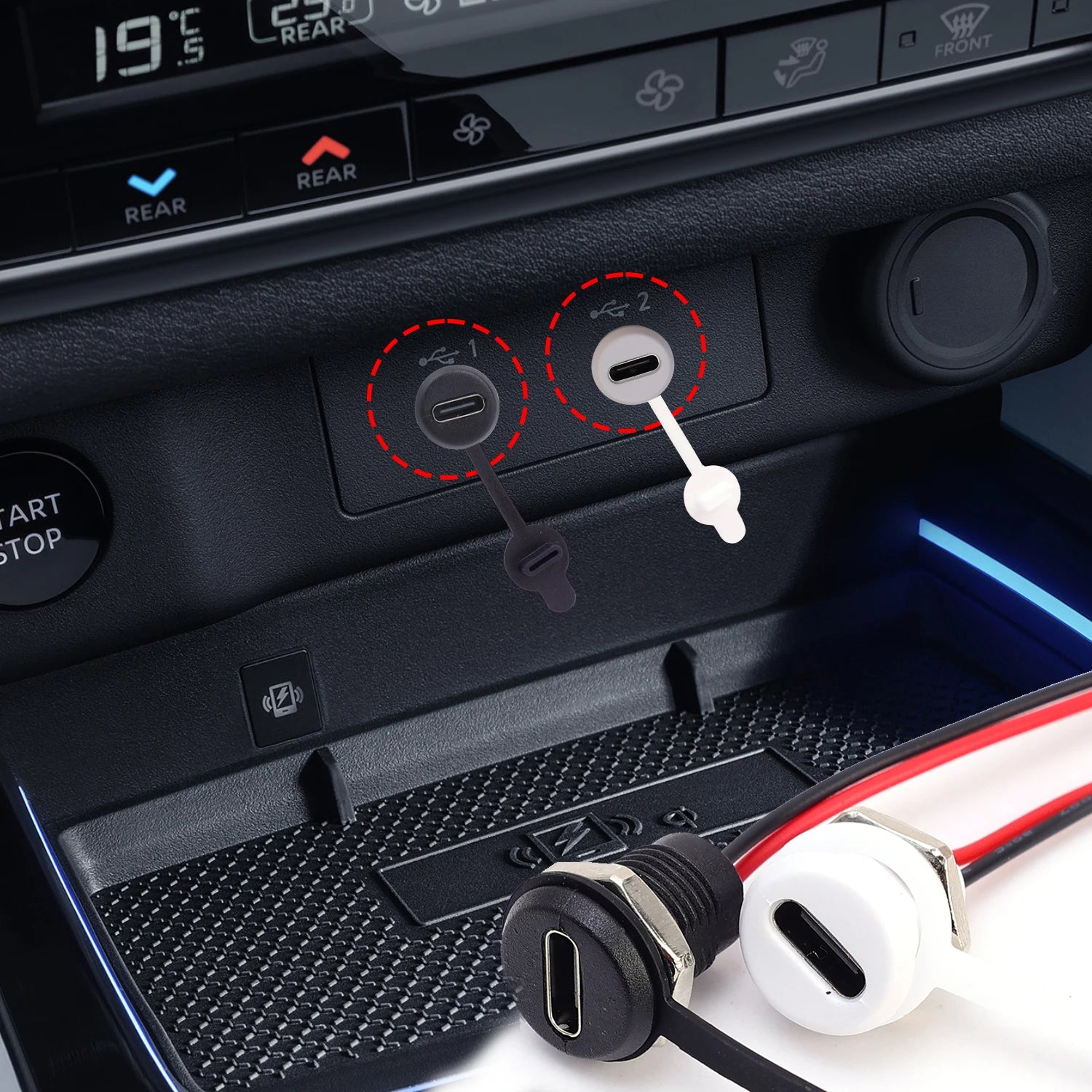 1/5/10PCS 2 Pin Type-C Female Socket USB C Connector Waterproof Jack Female Charging Port with Card Buckle Lock Board