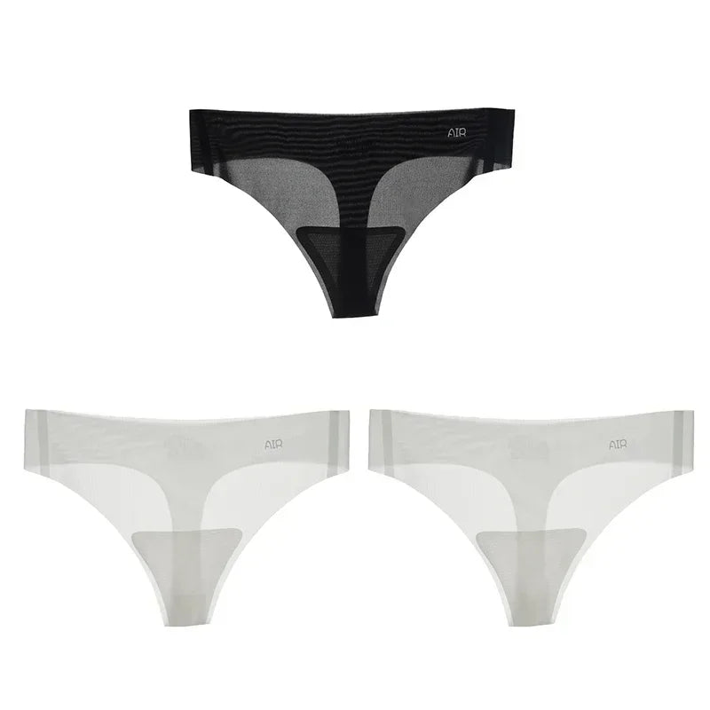 Transparent Thong Panties Women Ultra-thin Sense Sexy Female Seamless Low-waist Solid Color G-string Quick Drying Underwear amag
