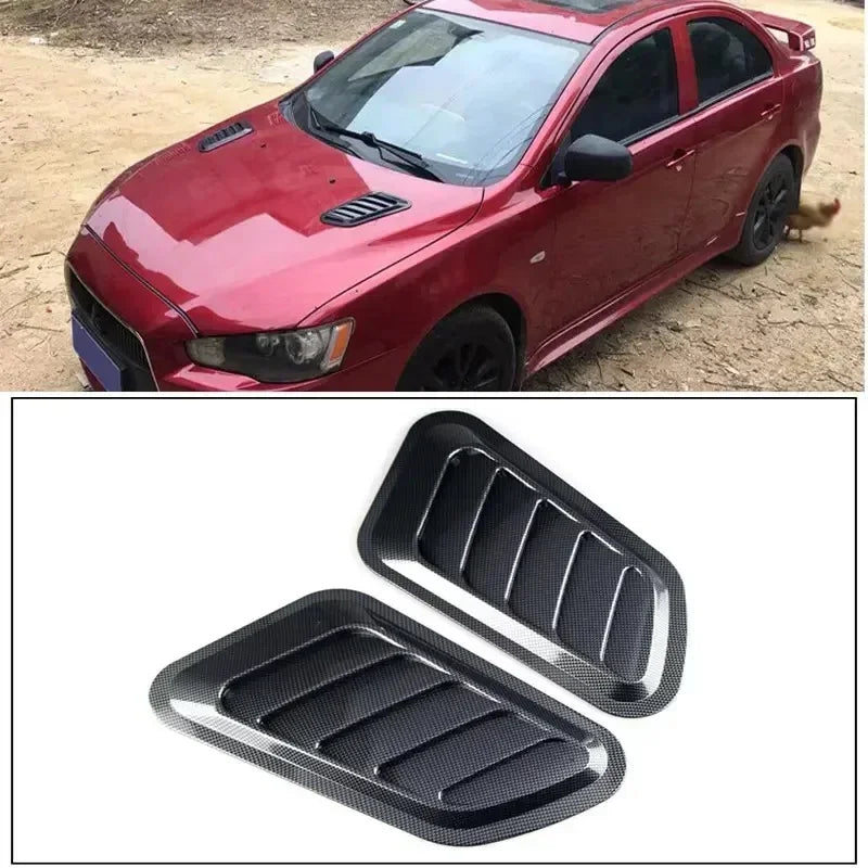 Universal Carbon Fiber Car Decorative Cell Air Flow Intake Hood Scoop Bonnet Vent Cover Stickers Decoration Styling Amagi