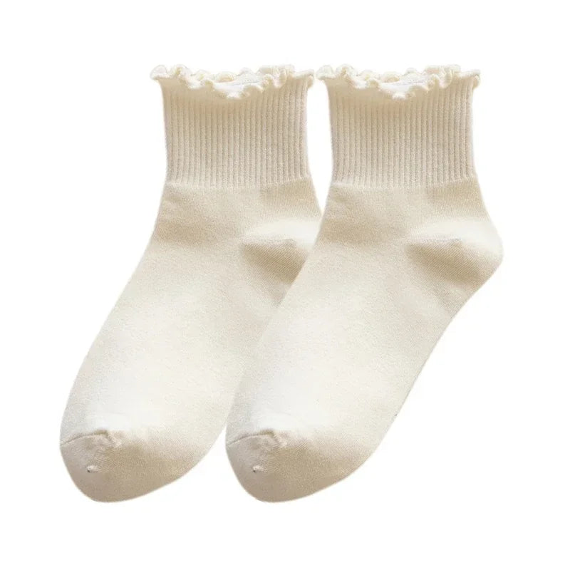 Socks Women's Mid-tude Autumn Fashion Ins Wooden Ear Socks Japanese Pile Pile Socks Preppy Sweet Socks For Women Amagi