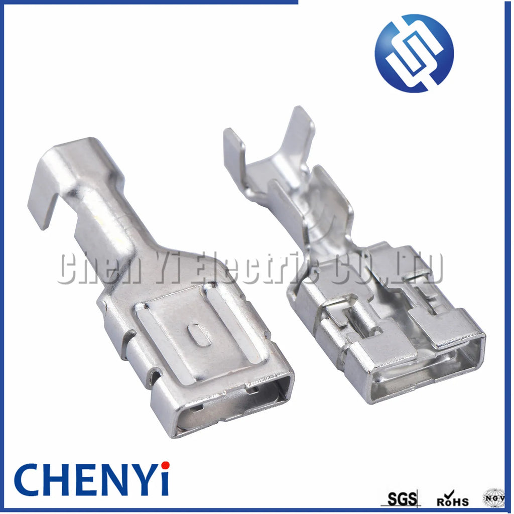 10/20 Pcs 9.5 mm Female Auto Crimping Wire Terminal Copper Splice Brass Pins G257 ST741394-3 7116-3250 7116-3250 DJ626-D9.5×1.2C