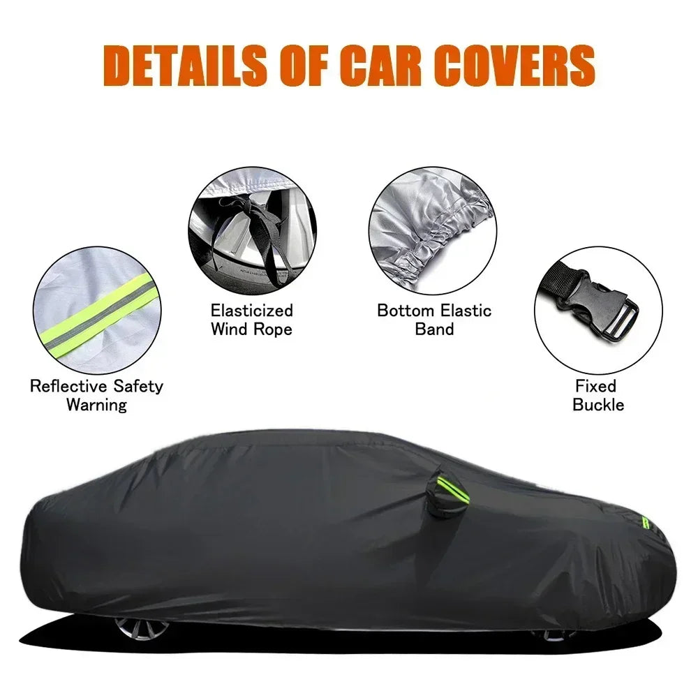 Universal For Audi A3 A4 A5 A6 A7 B7 B8 C5 Q2 Q3 Q5 7 Body Full Covers Black/Silver Outdoor Sun Snow Rain Protection Cover Amagi
