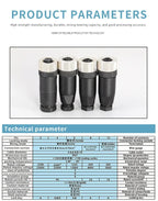 1Pcs M12 12MM Sensor Connector Straight Angle Male Female Waterproof Screw Threaded Plug Coupling 4 5 8 Pin PG7