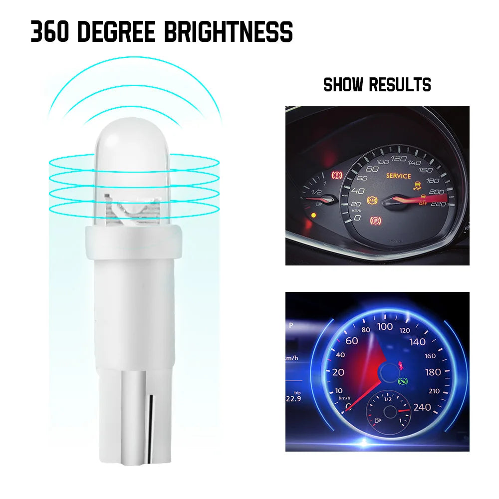 T5 LED Car Bulbs B8.5d Auto Car Dashboard Speed Lights Bulb Car Interior Lamp Accessories Dashboard Side Switch Lamps 12V