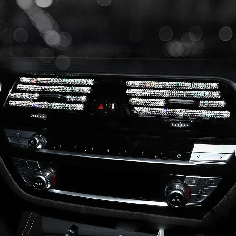 Car Vent Diamond Decorative Strip Fashion Luxury Car Air Conditioning Decoration Stripe Grille Sticker Accessories Amagi