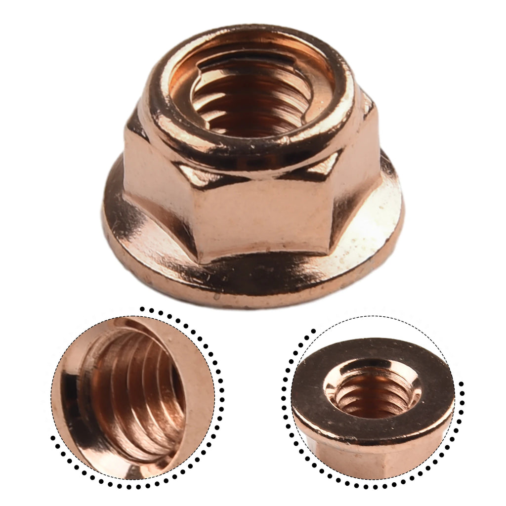 50 Pcs Exhaust Nut Elbow Nuts M8 SW 13 Turbocharger Manifold Copper Nut Automobile Exhaust Pipe Hexagon Nut