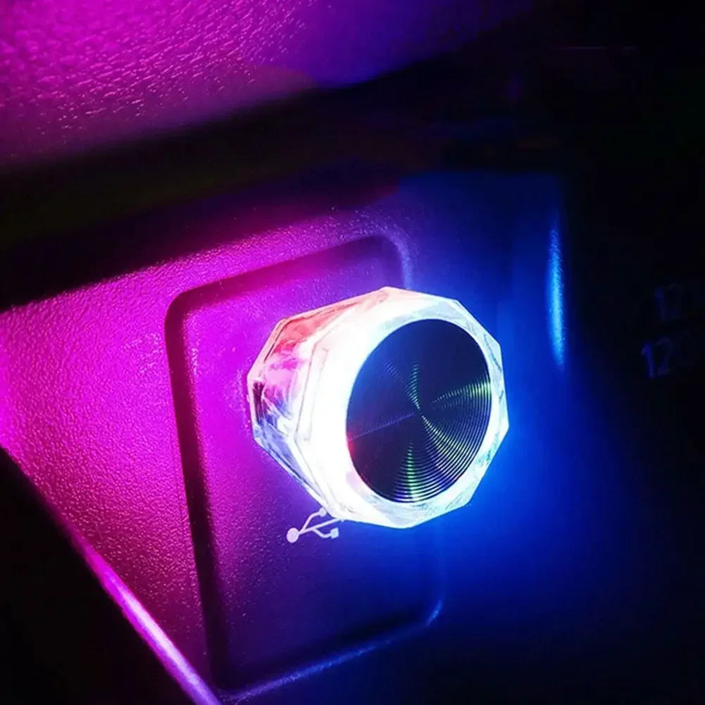 Car Cigarette Lighter USB Atmosphere Light LED Mini Colorful Night Light Wiring-Free Interior Lighting Supplies Accessories New