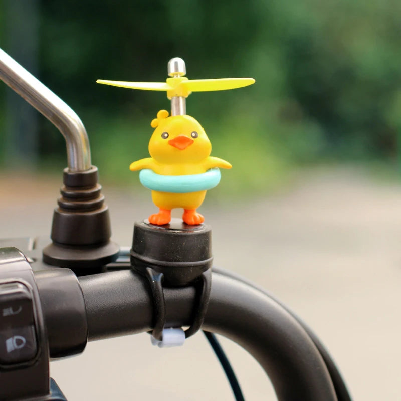 1Pcs Cute Little Yellow Duck Motorcycle Riding Handlebar Decoration Toy With Propeller Bike Moto Driving Ornaments