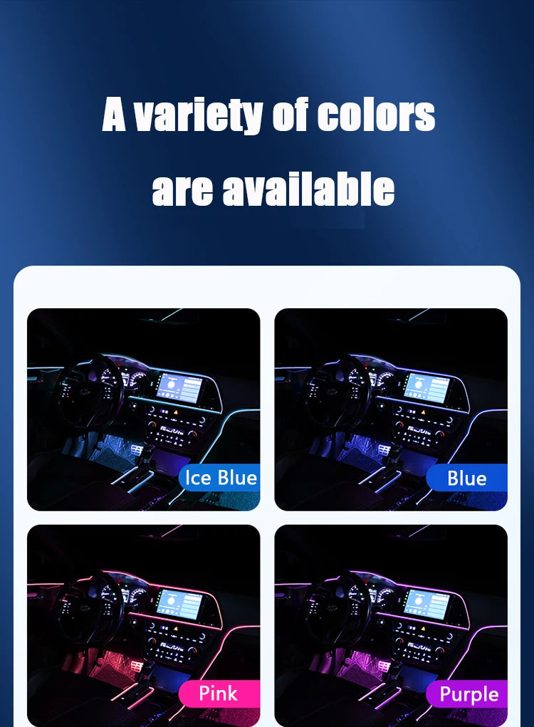 1M/3M/5M USB LED Ambient Light For Car LED Panel Dashboard Neon Strip Interior Decorations Atmosphere EL Light Line Tube With