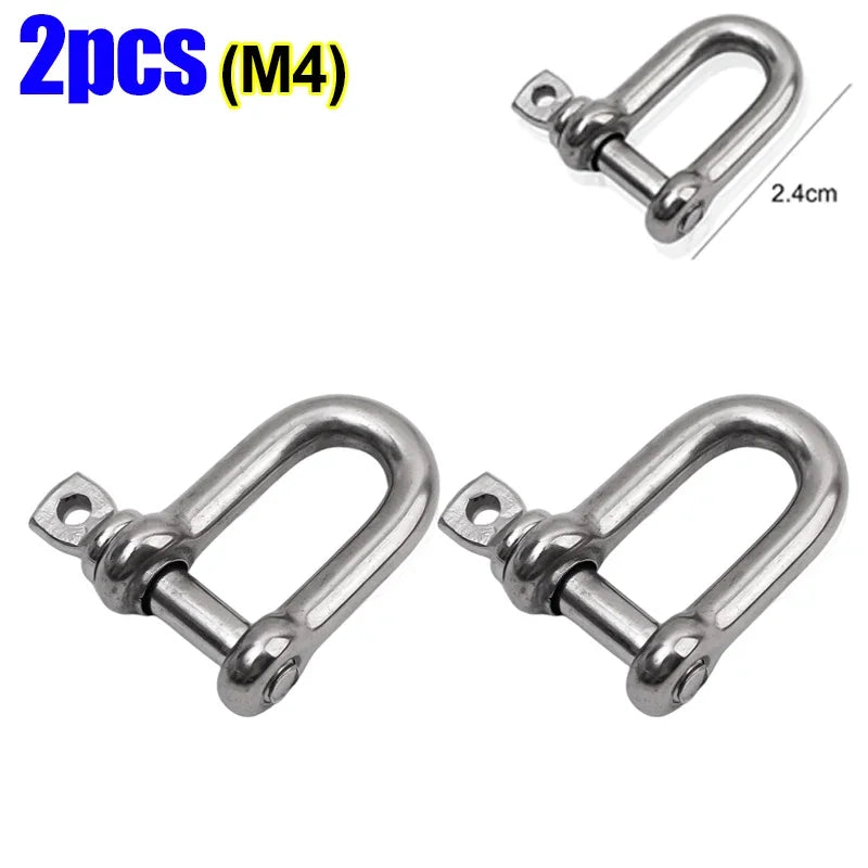Stainless Steel D Ring Shackle HeavyDuty Ship Rigging Mooring Tow Recovery Clip Boat Vehicle Rope Chain Connector Metal Fastener