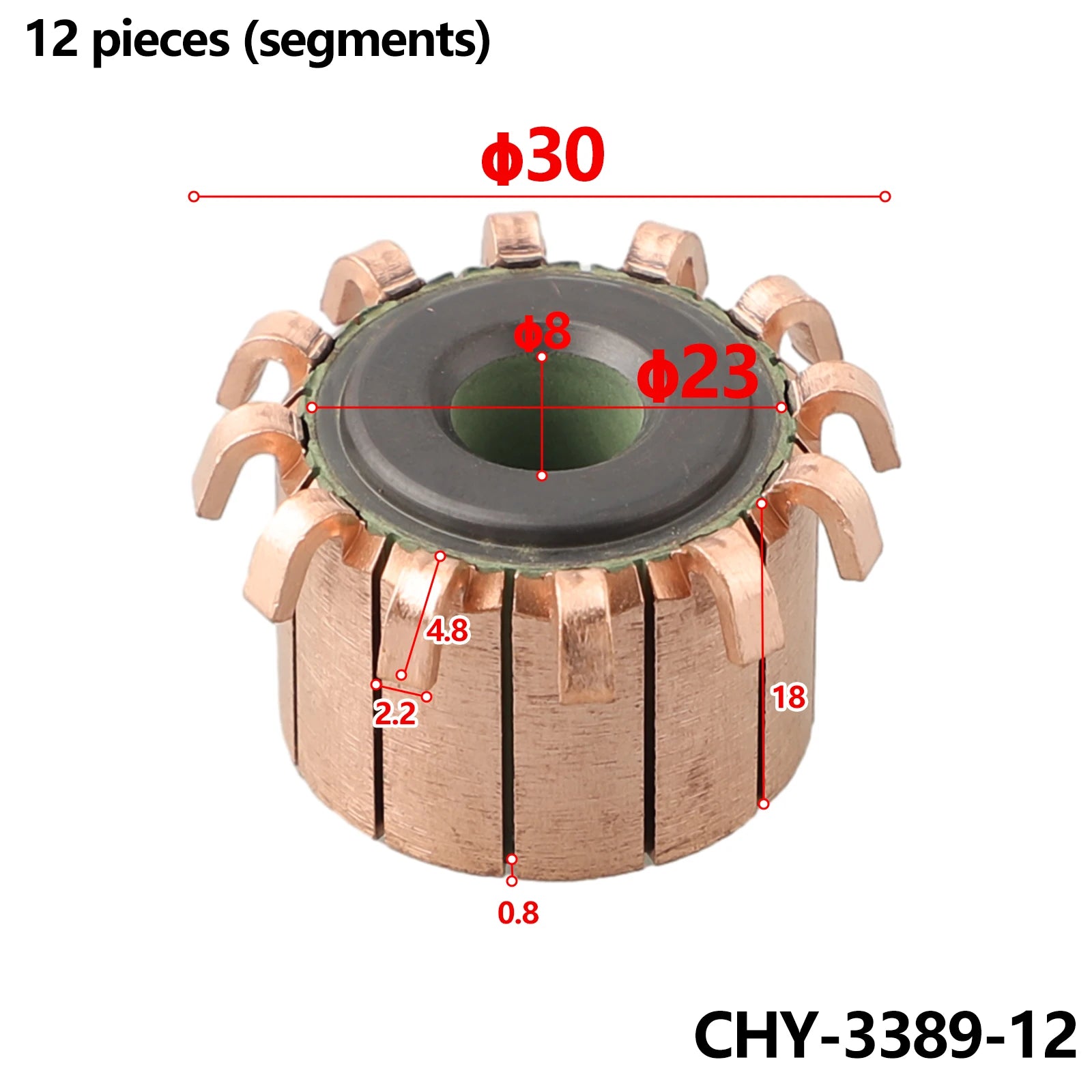 1Pc 23x8x17(18) Mm 12P Teeth Copper Hook Type Electrical Motor Commutator For Power Tools High-speed DC Motors Commutator