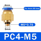 5PCS PC Pneumatic Quick Connector - 4-12mm Push In Fitting for 1/8" 1/4" 3/8" 1/2" BSPT Thread Air Hose & Tube,Industrial Use