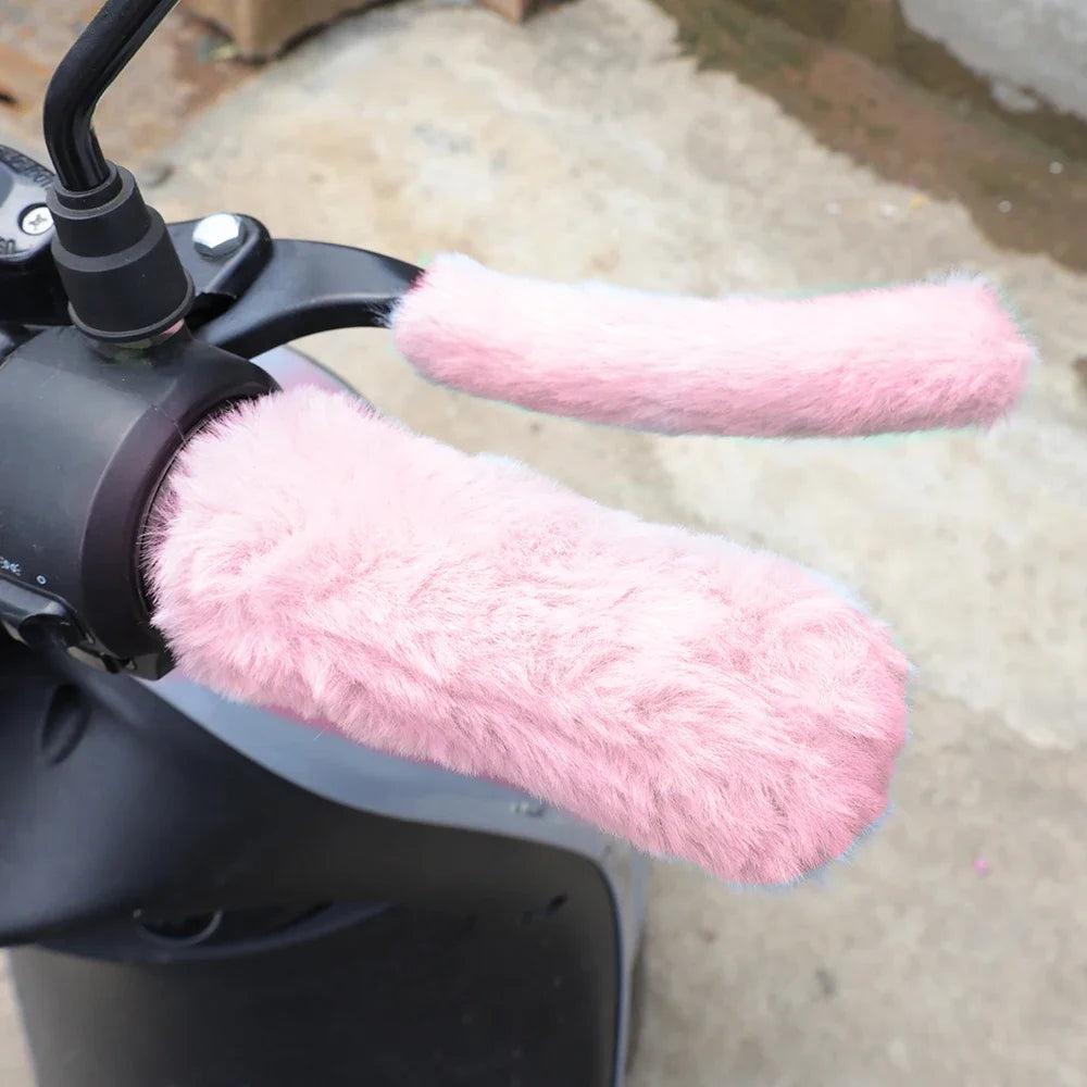 Motorbike Plush Handlebar Covers Winter Warm Imitation Plush Electric Car Motorbike Handlebar Cover Anti-slip Handlebar Sleeve
