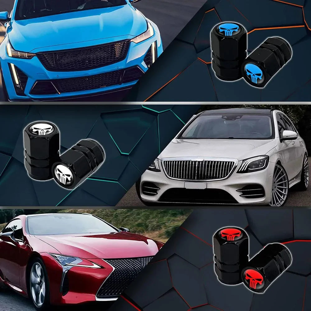 4Pcs Tire Valve Stem Caps, Universal Car Wheel Air Valve Dust Proof Covers for Cars, Trucks, SUVs, Bikes and Motorcycles Amagi