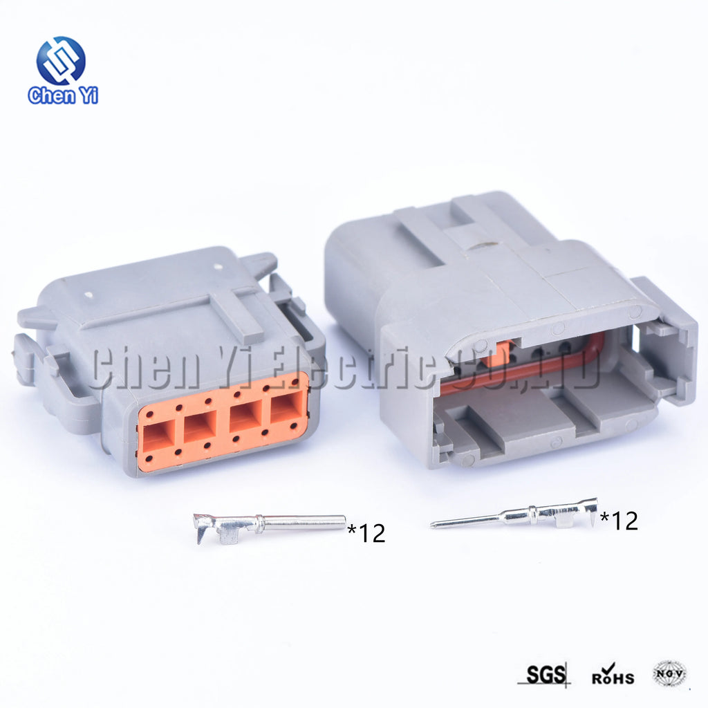 DTM connectors For Deutsch DTM06-2S 3S 4S 6S 8S/DTM04-2P 3P 4P 6P 8P 12P Male Female Waterproof Connector Automotive Sealed Plug