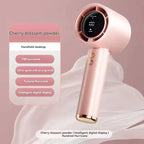 Car Portable Hand Fan Air Cooling Fan USB Charging LED Digital Display Flashlight 3 Speeds USB Rechargeable Battery Outdoor